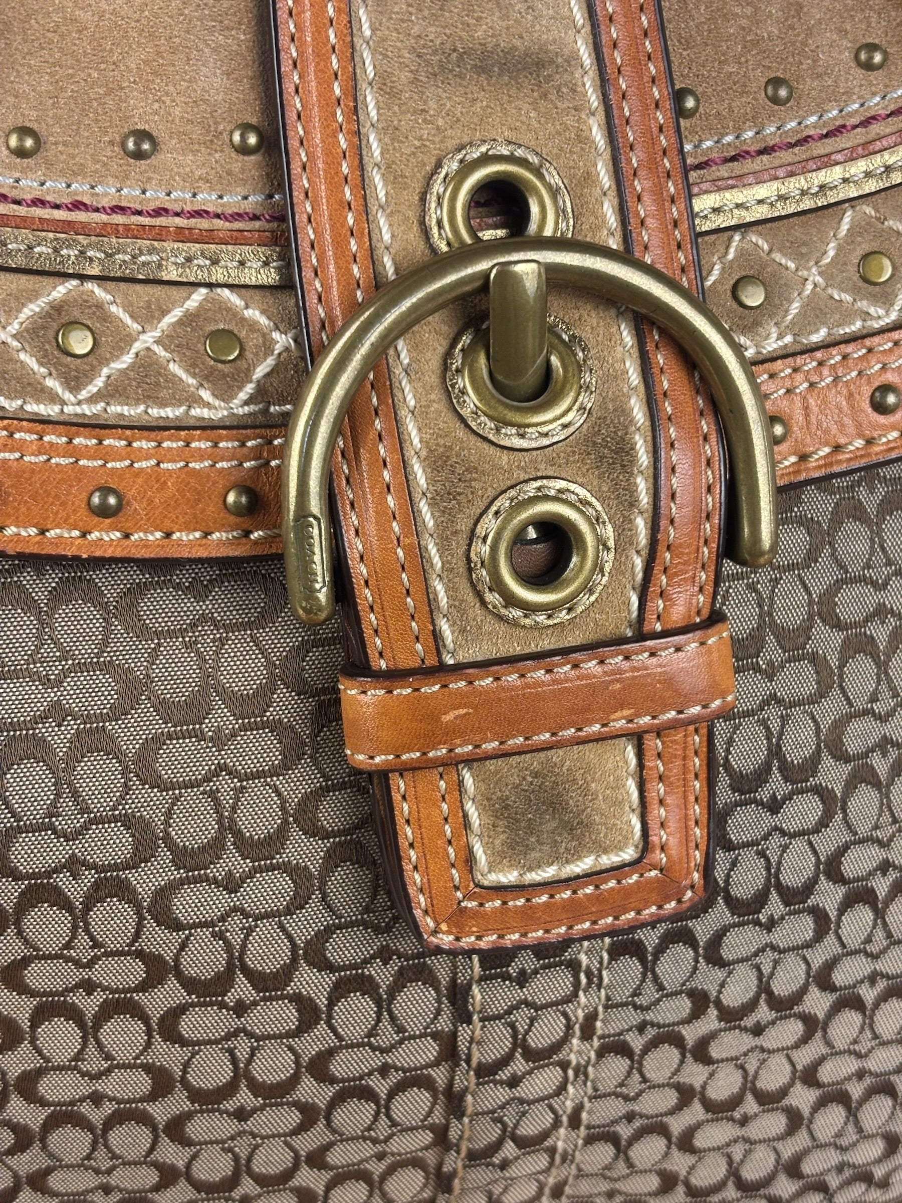 Coach Jacquard Fabric Canvas Monogram Soho Shoulder Bag
