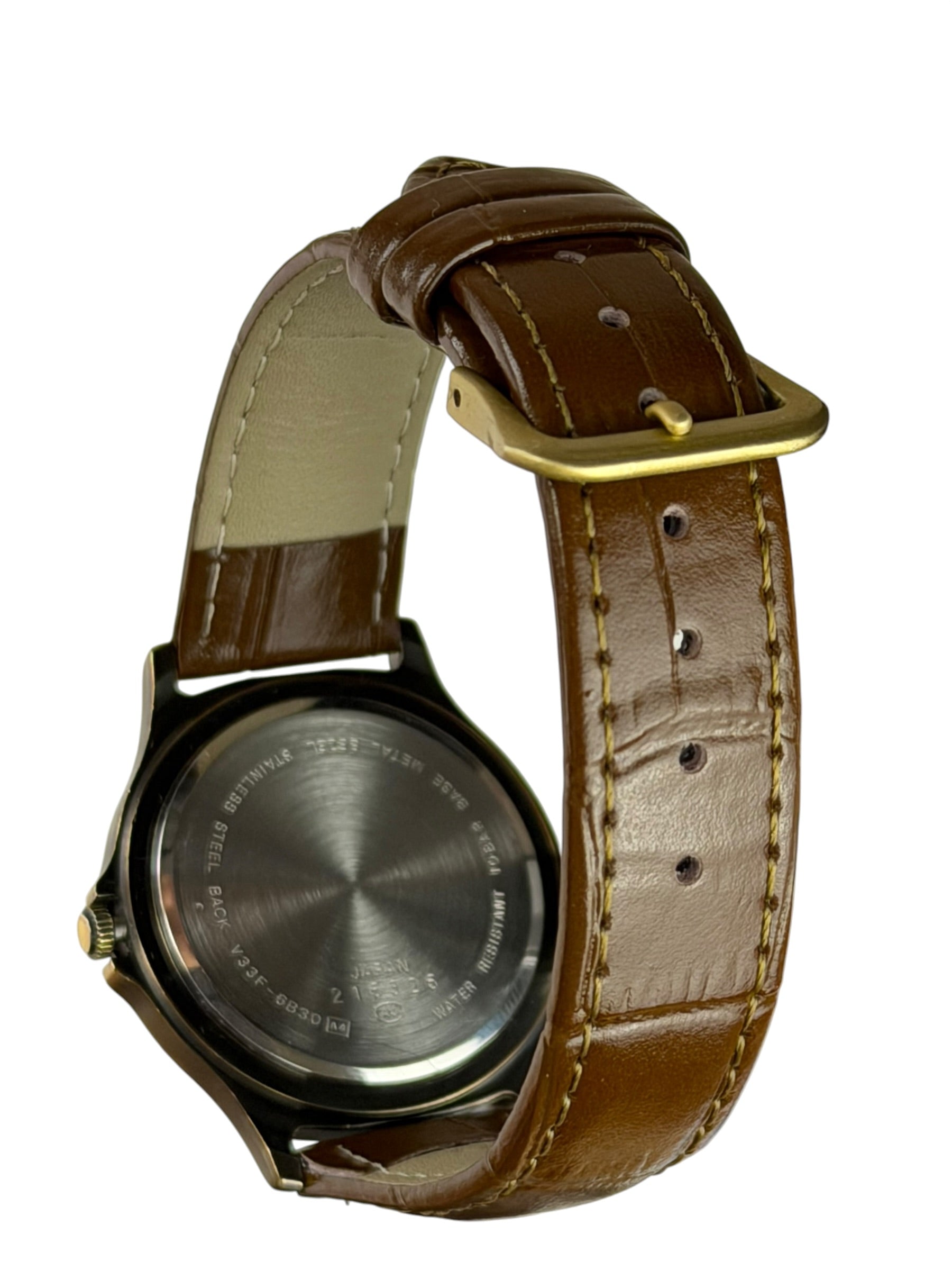 Alba Moon Phase Month Day Date Brown Leather Strap