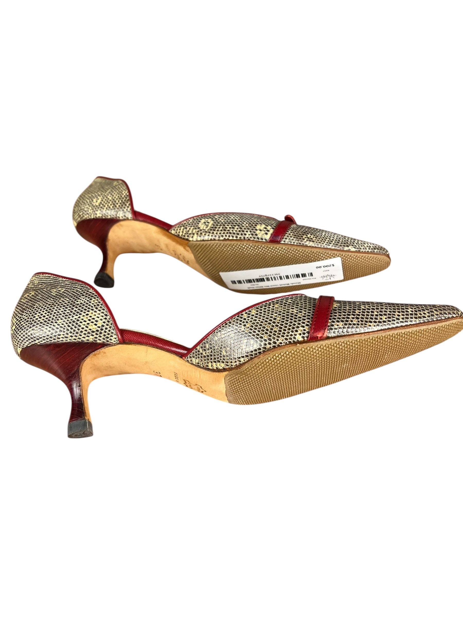 Manolo Blahnik Lizard Skin Kitten Heels