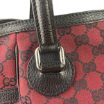 Gucci Red/Black Leather Trim GG Full Moon Tote