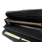 Fendi Black Leather F Logo Zip-Around Long Wallet