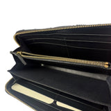 Fendi Black Leather F Logo Zip-Around Long Wallet