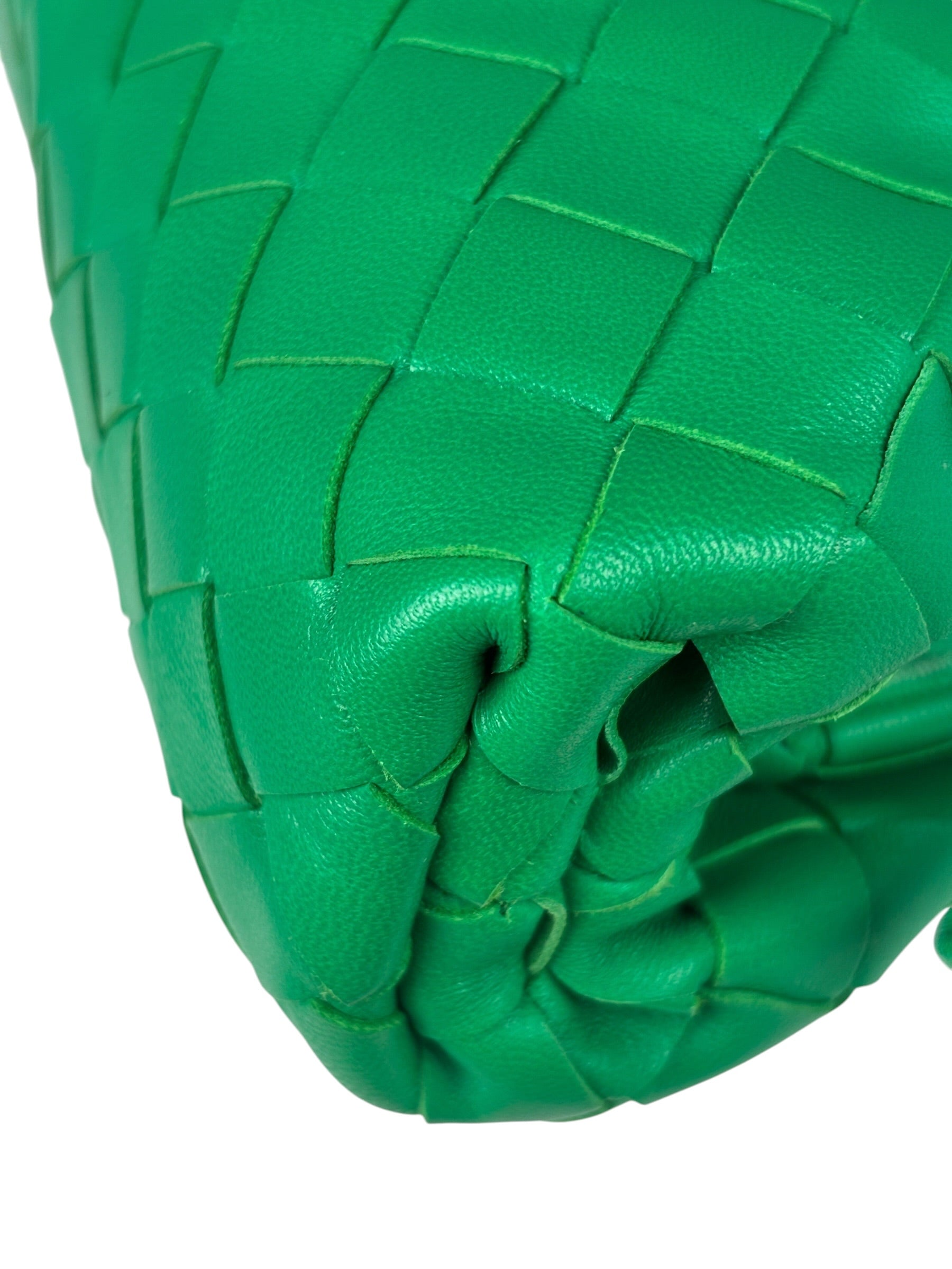 Bottega Veneta Green Leather Intercciato Small Crossbody