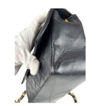 Chanel Vintage Black Leather Double Flap Shoulder Bag 1999
