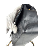 Chanel Vintage Black Leather Double Flap Shoulder Bag 1999