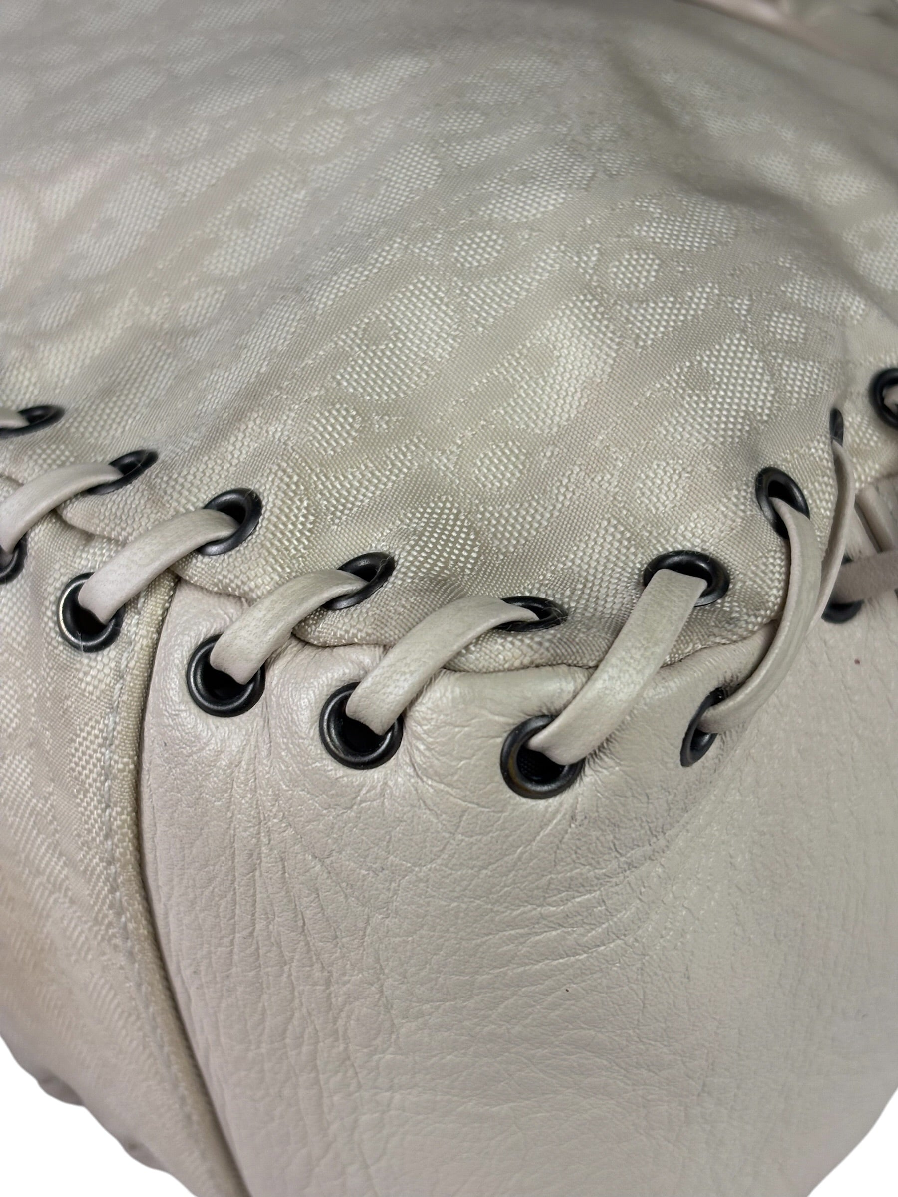 Christian Dior Cream Leather Braided Ethnic Shoulder Bag