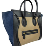 Celine Calfskin Leather/Suede Tri-Color Luggage Tote Bag