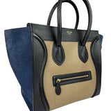 Celine Calfskin Leather/Suede Tri-Color Luggage Tote Bag