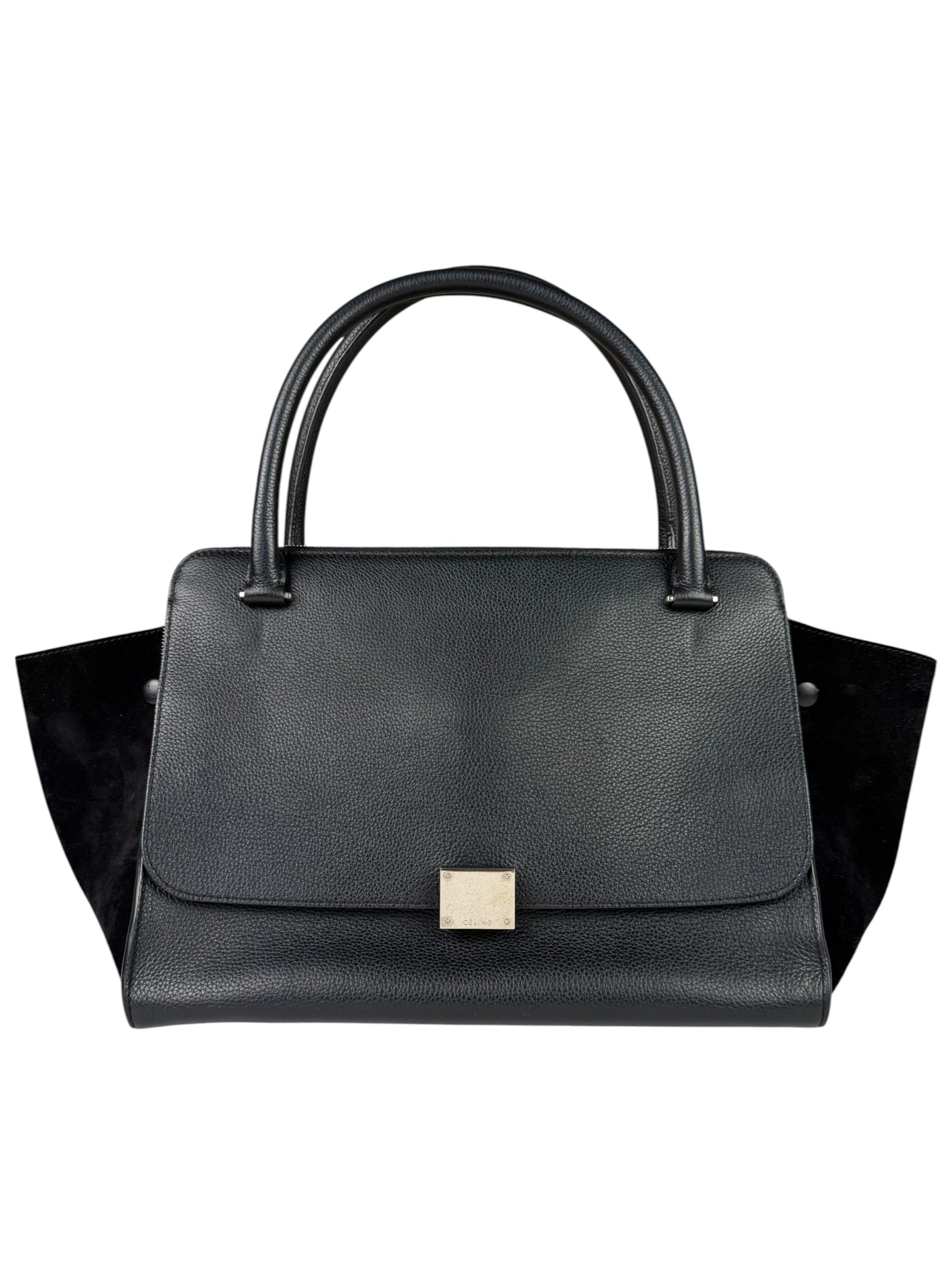 Celine Black Leather/Suede Trapeze Medium Handbag