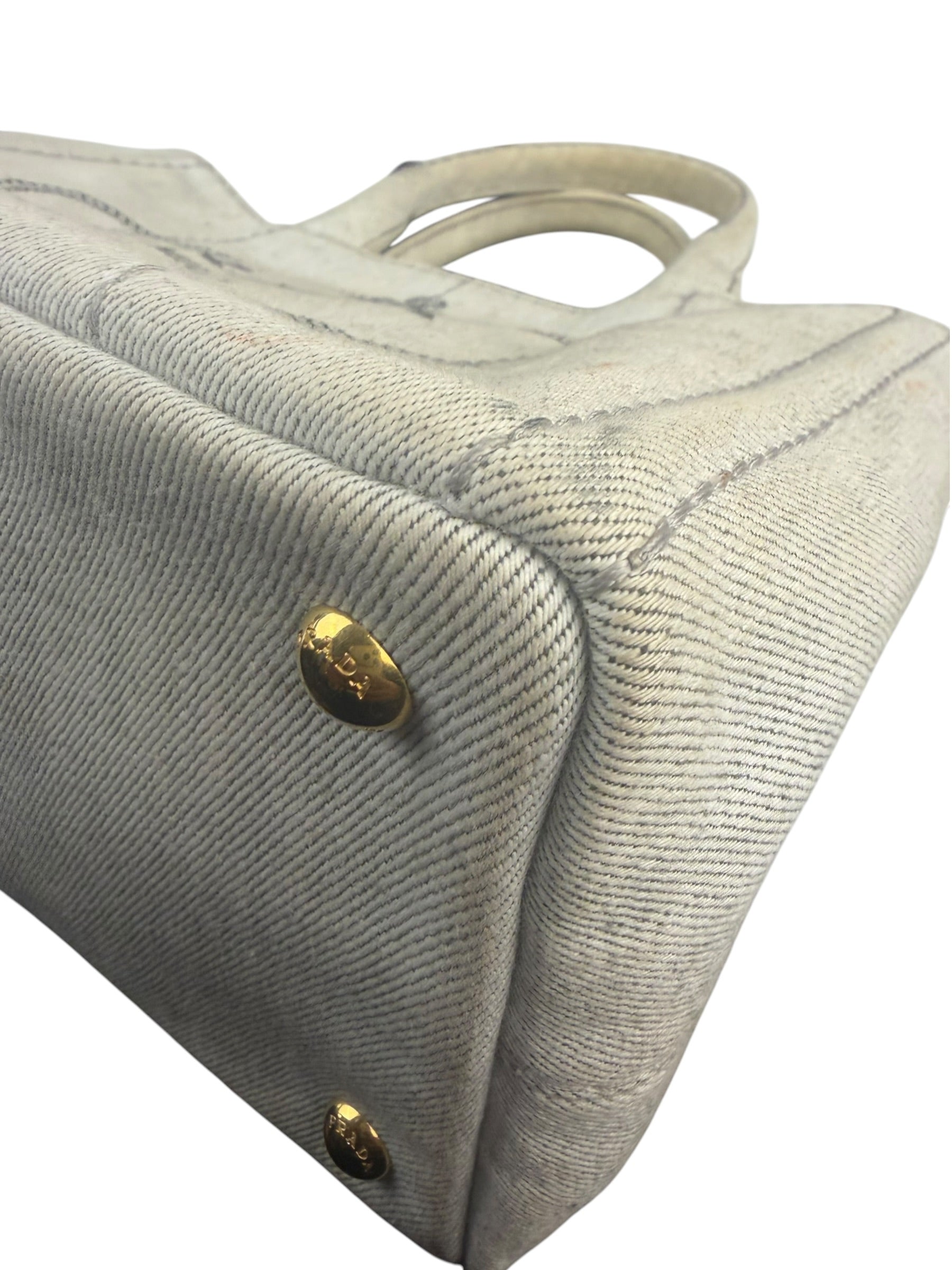 Prada Grey Denim Canapa Logo Tote