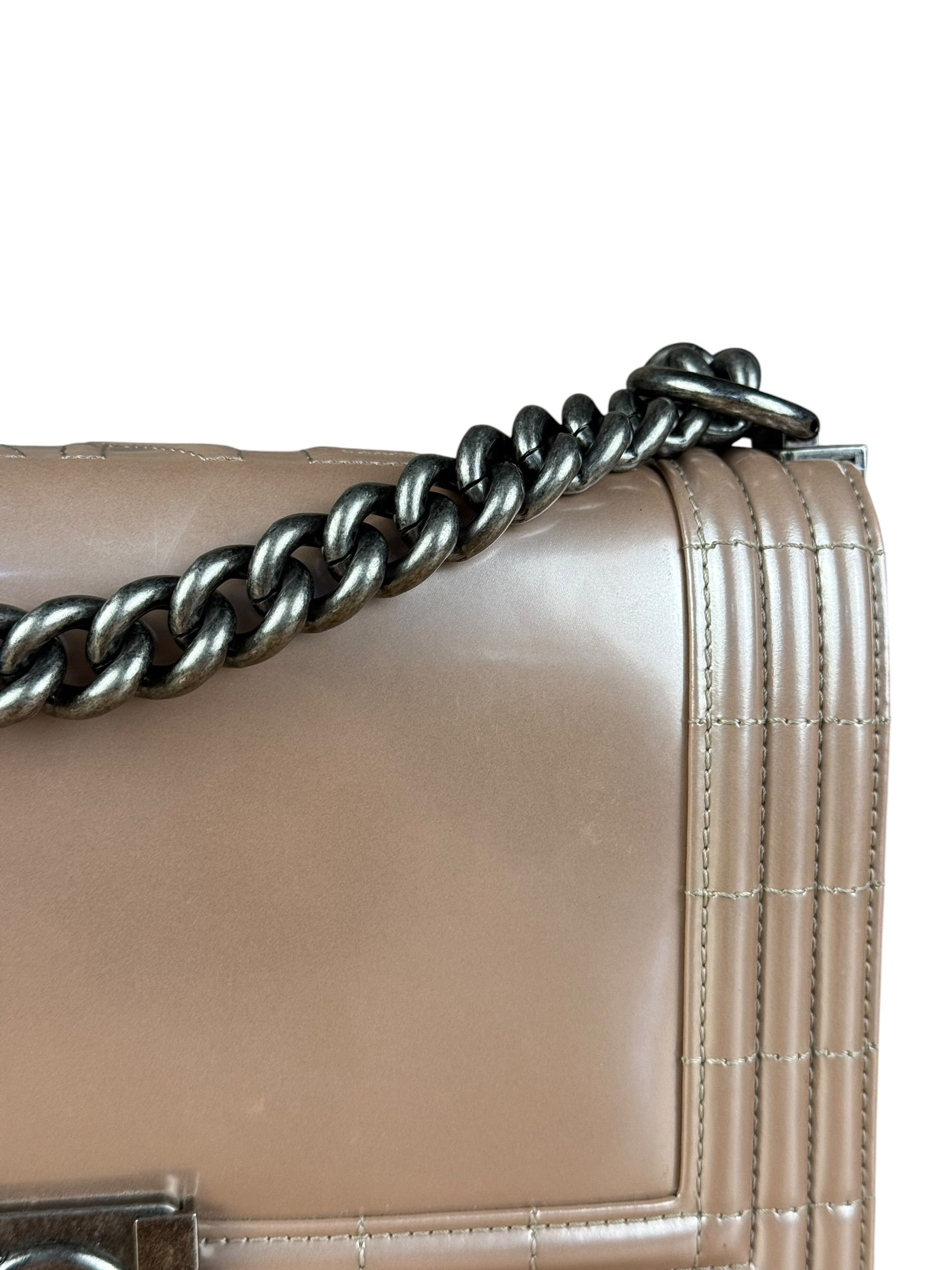 Chanel Pink Glazed Calfskin M Boy Bag 2012