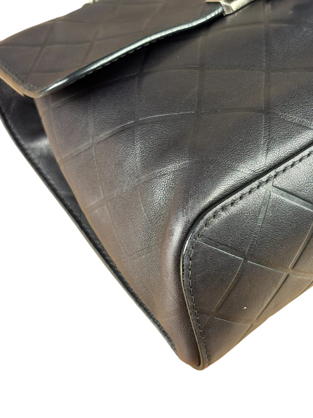 Chanel Black Embossed Leather CC Clasp Flap Bag 2015