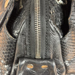 Chloé Vintage Black Leather Python Silverado Shoulder Bag