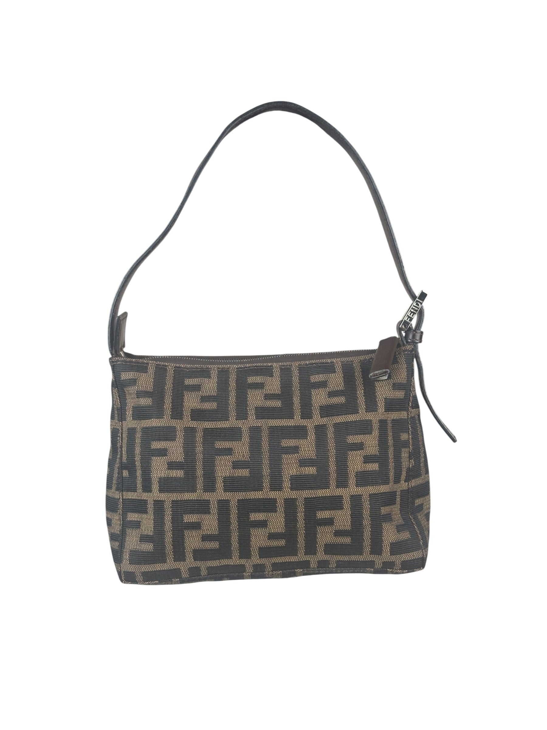 Fendi Leather Trim Zucca Pochette