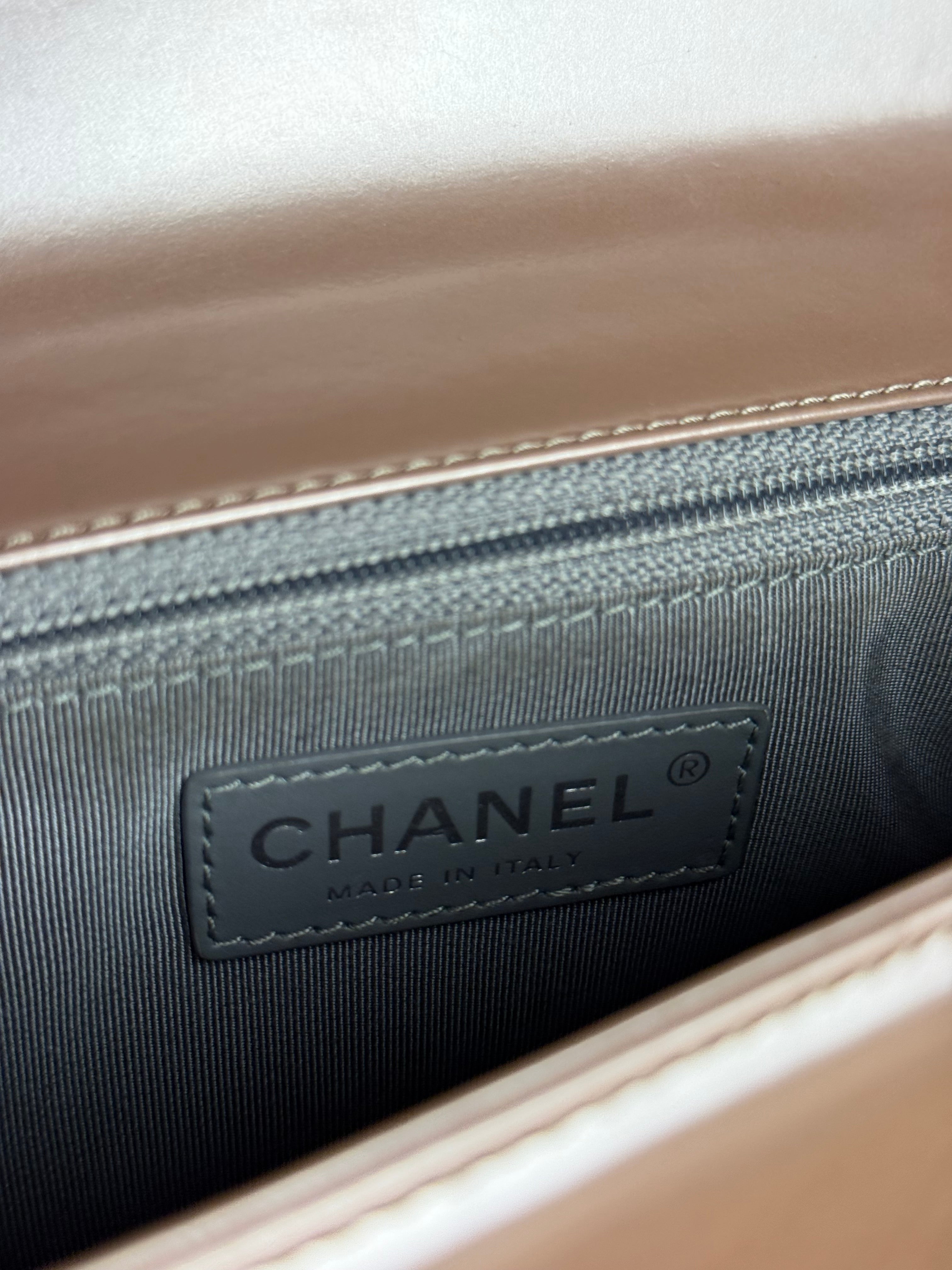 Chanel Pink Glazed Calfskin M Boy Bag 2012