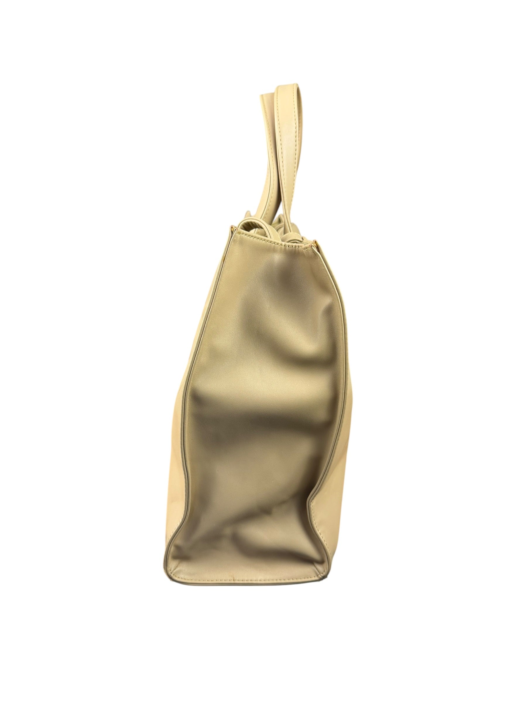 Telfar Cream Leather Medium Shopping Tote Bag