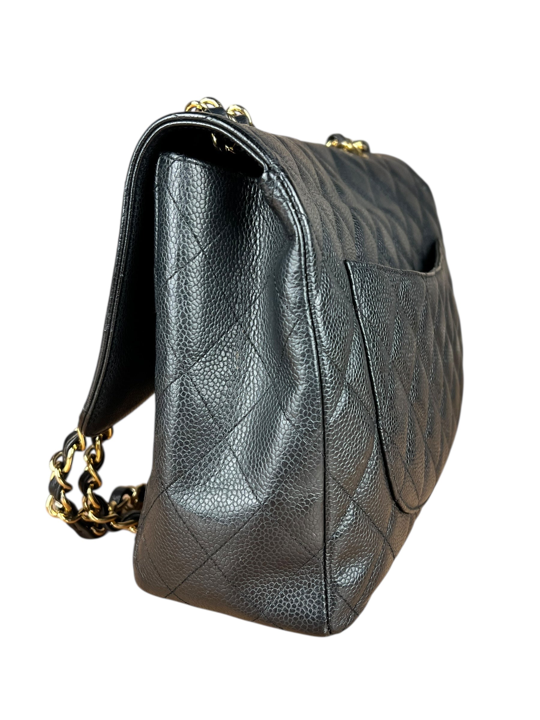 Chanel Black Caviar Leather Single Flap Bag '04