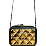Chanel Mini Golden Plate Quilted Vanity Bag