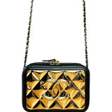 Chanel Mini Golden Plate Quilted Vanity Bag