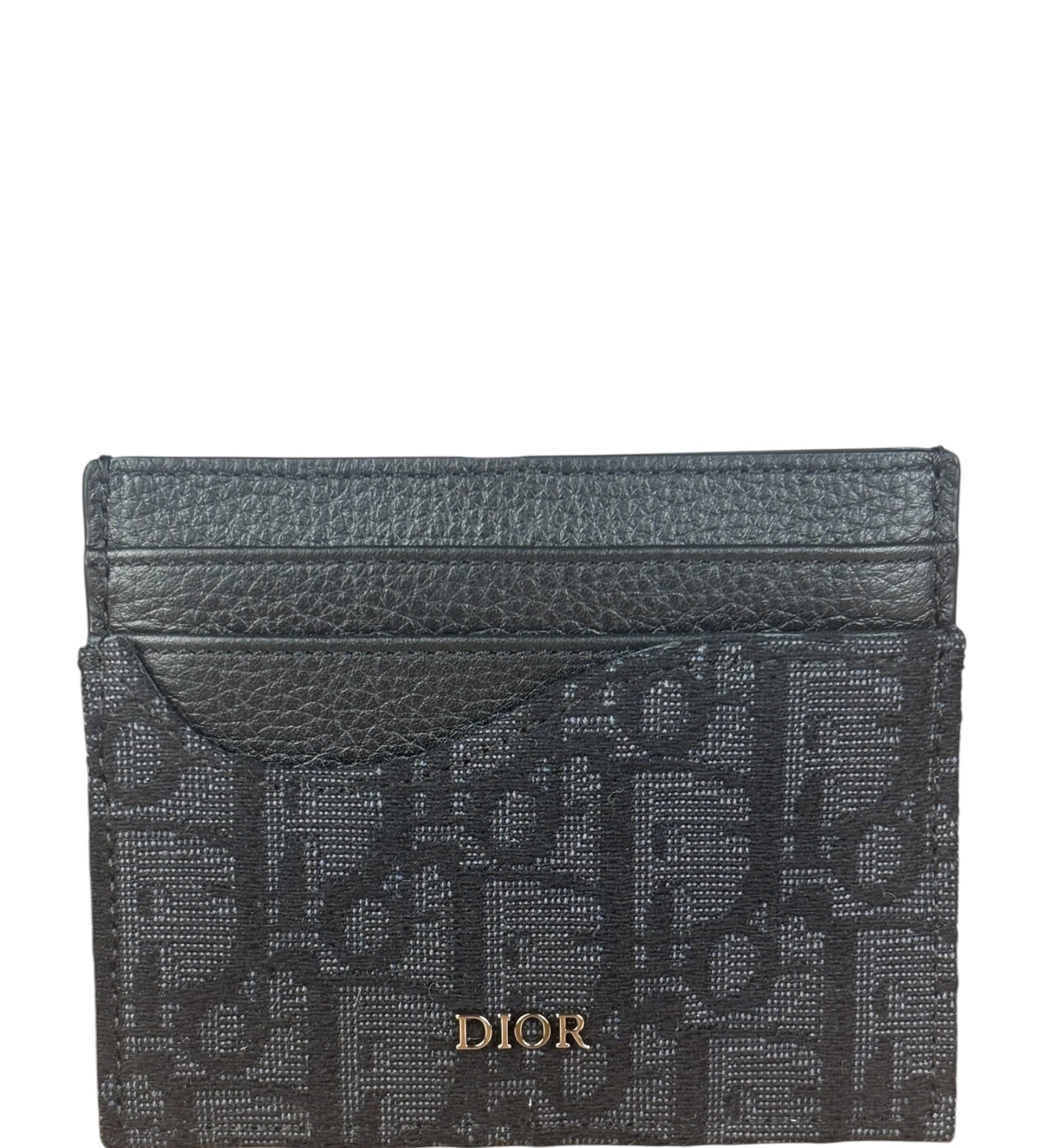 Christian Dior Black/Grey Oblique Jacquard Card Holder