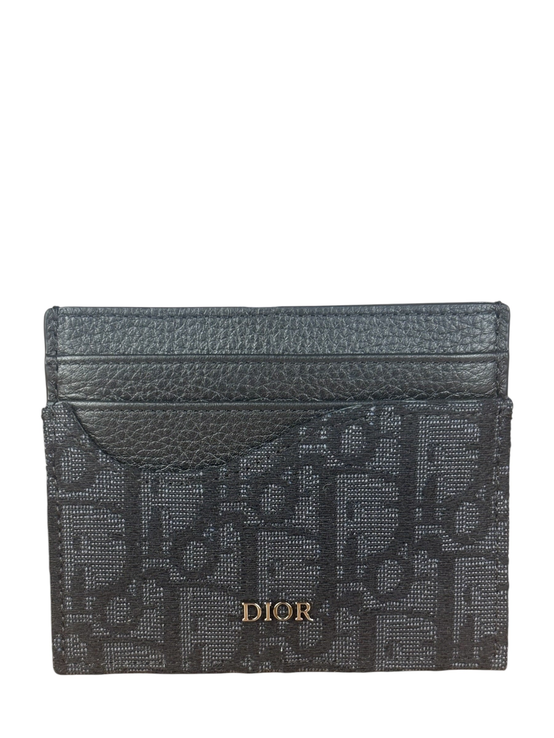 Christian Dior Black/Grey Oblique Jacquard Card Holder