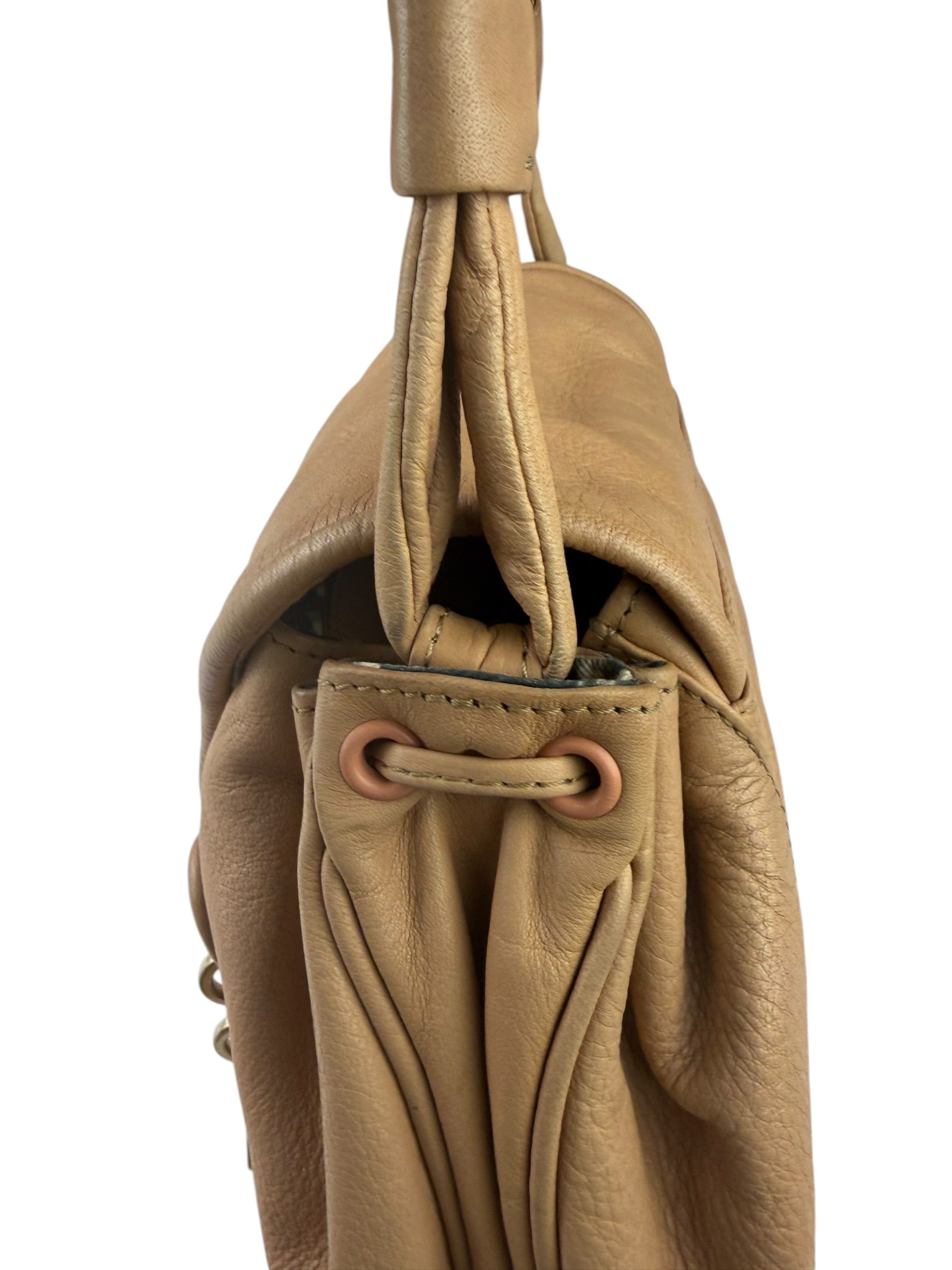 Chloe Orange Beige Calfskin See By Chloe Cherry Drawstring Saddle Crossbody Bag