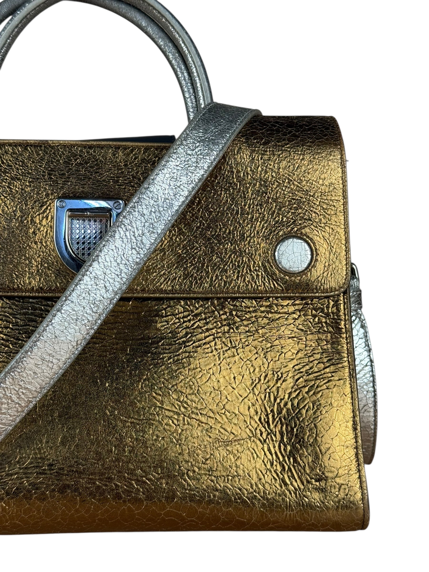 Christian Dior Diorever Gold Leather 2Way Handbag