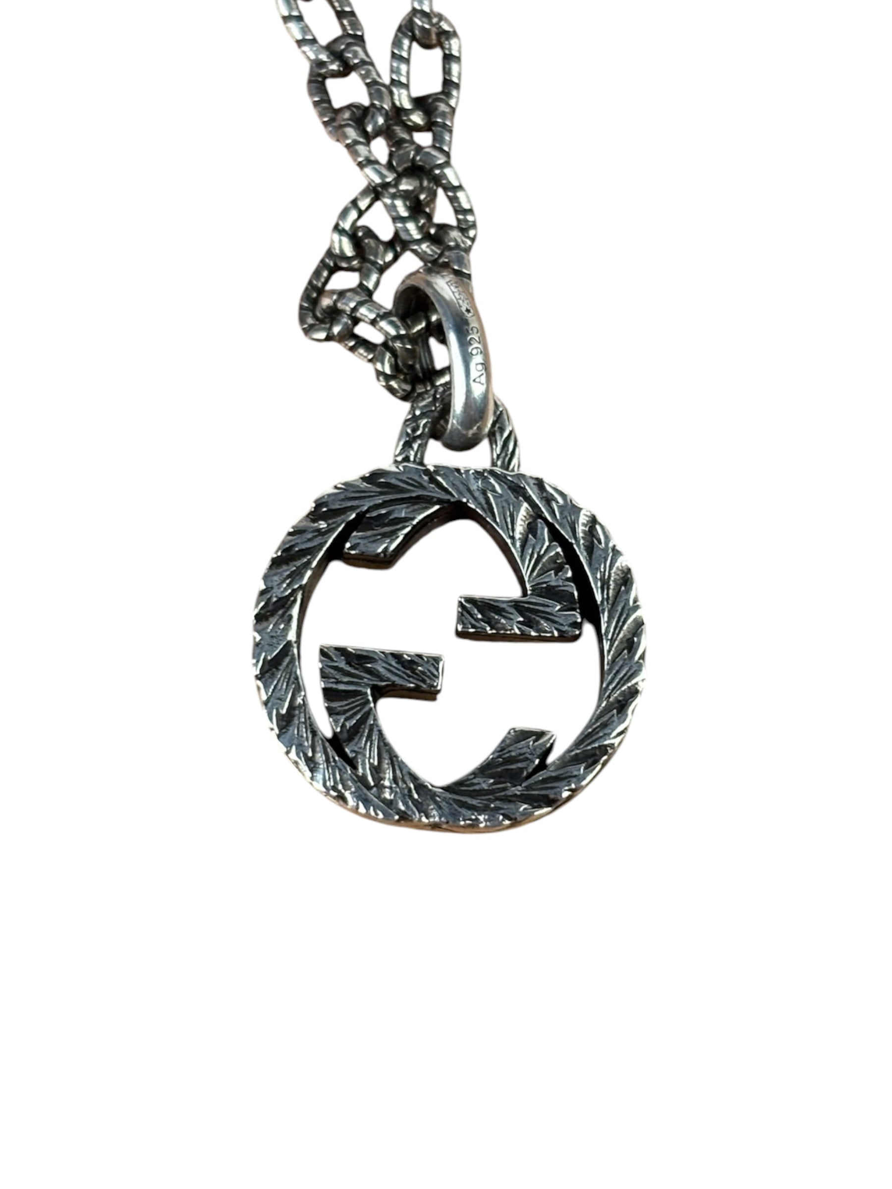 Gucci 925 Sterling Silver Interlocking GG Pendant Necklace