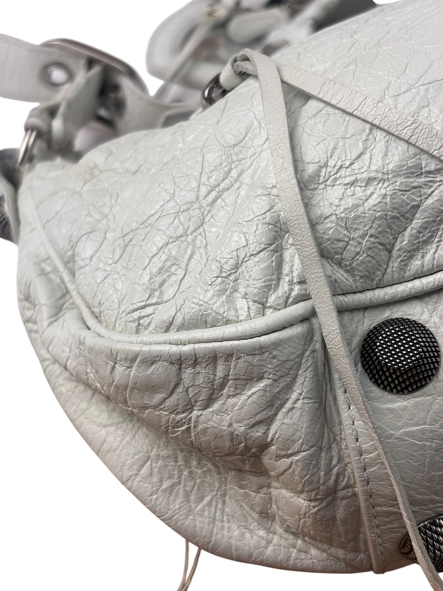 Balenciaga White Lambskin Le Cagole Shoulder Bag