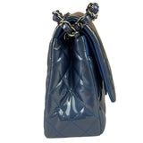 Chanel Perl Glossy Blue Quilted Patent Leather Double Flap Bag 2012