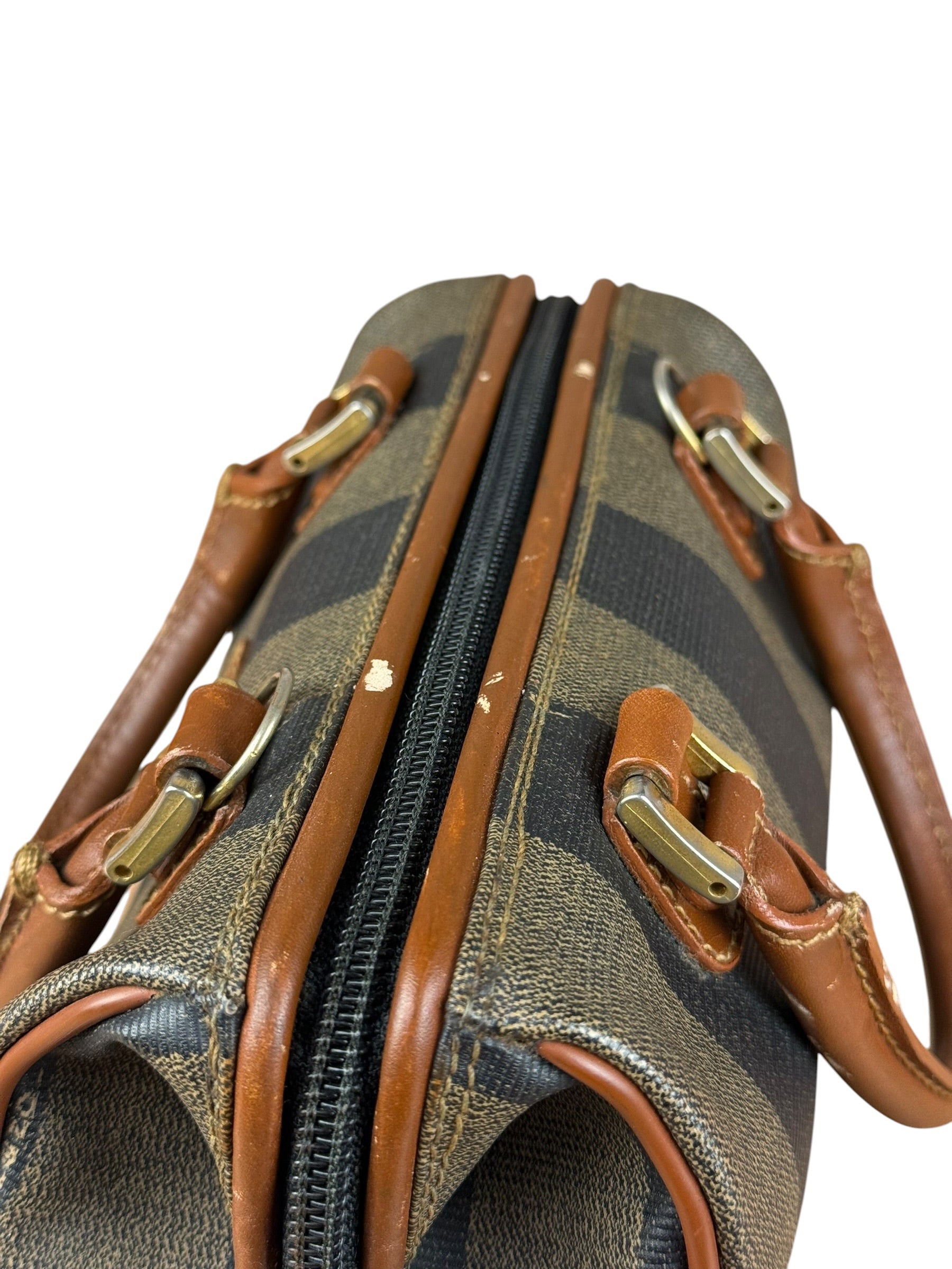Fendi Vintage Pequin Stripped Nano Boston Bag