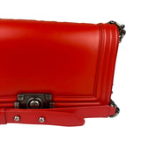 Chanel Red Leather Reverso Boy Flap Bag