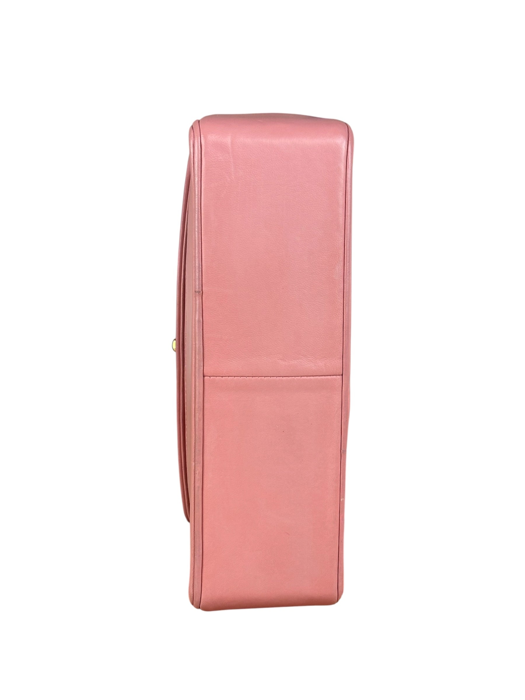 Chanel Vintage Pink Quilted Leather Trapezoid Flap Bag