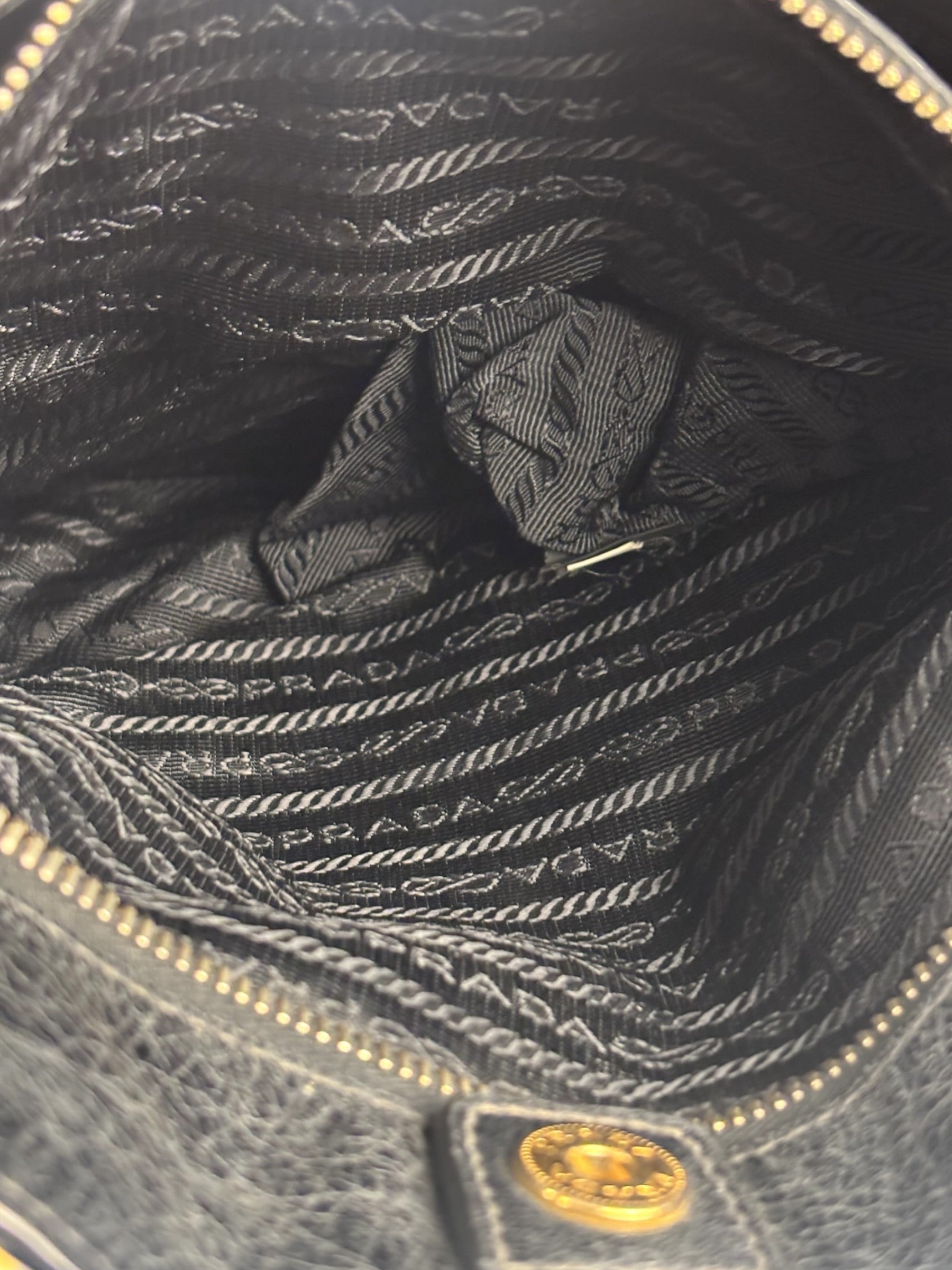 Prada Vintage Black Shine Leather Vitello Daino Tote