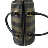 Fendi Brown/Black Leather Pequin Boston Bag