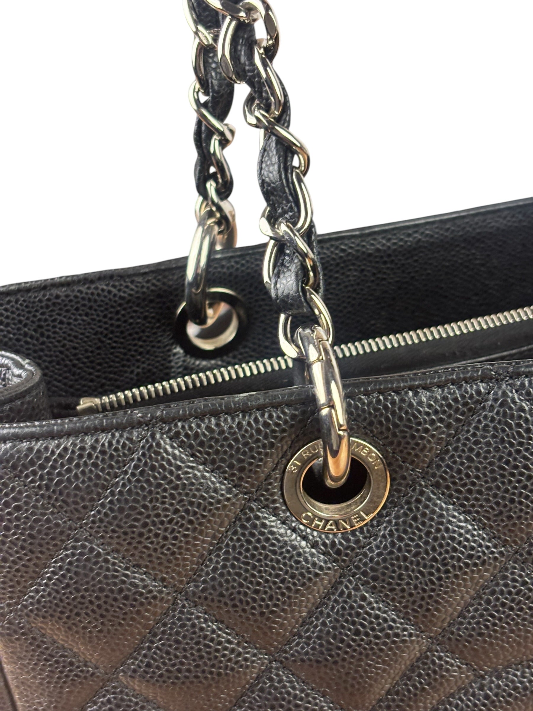 Chanel Black Caviar Quilted Large Shopping Tote 2012