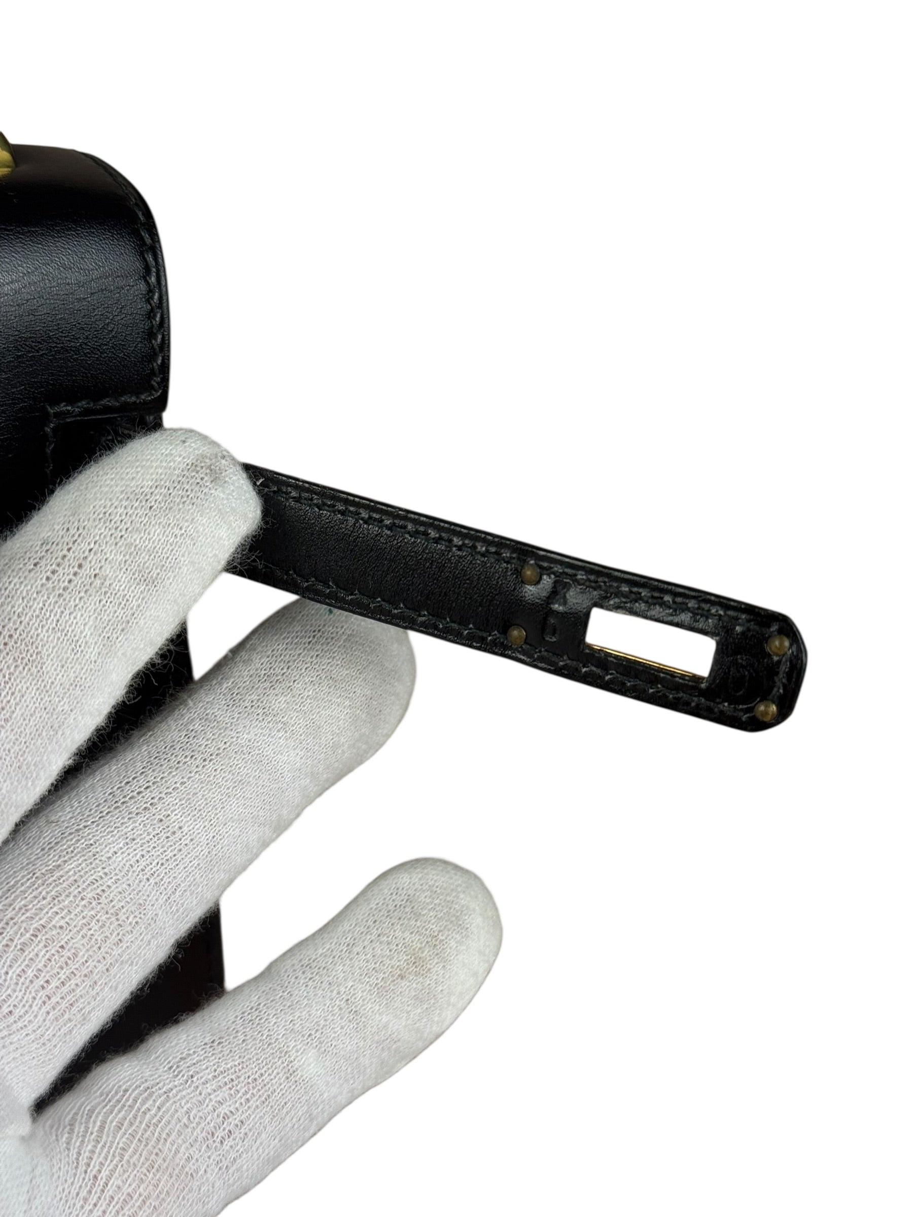 Hermes Black Mini Kelly 20 Box Calf 1991