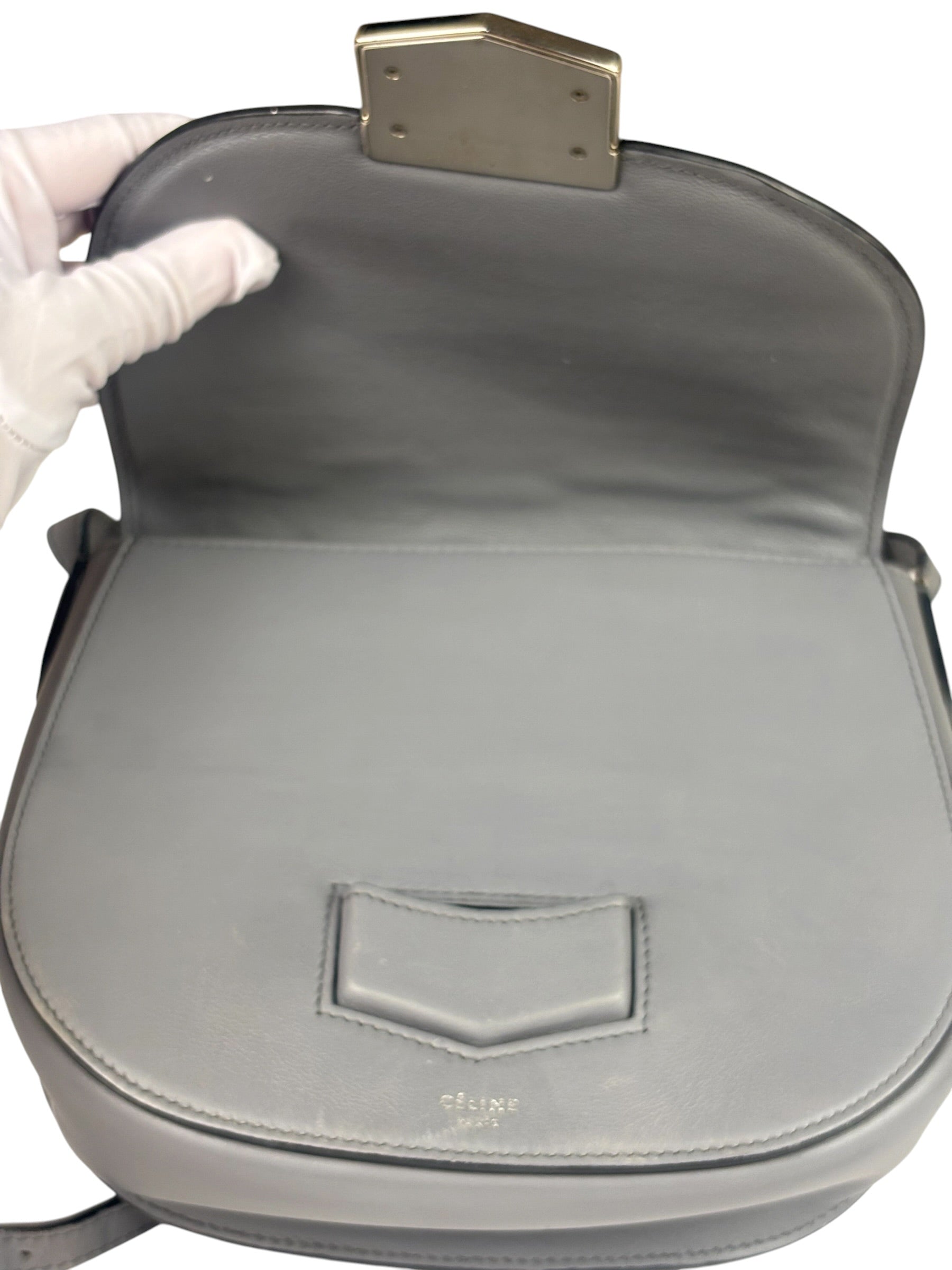Celine Grey Leather Trotteur Small Crossbody Bag