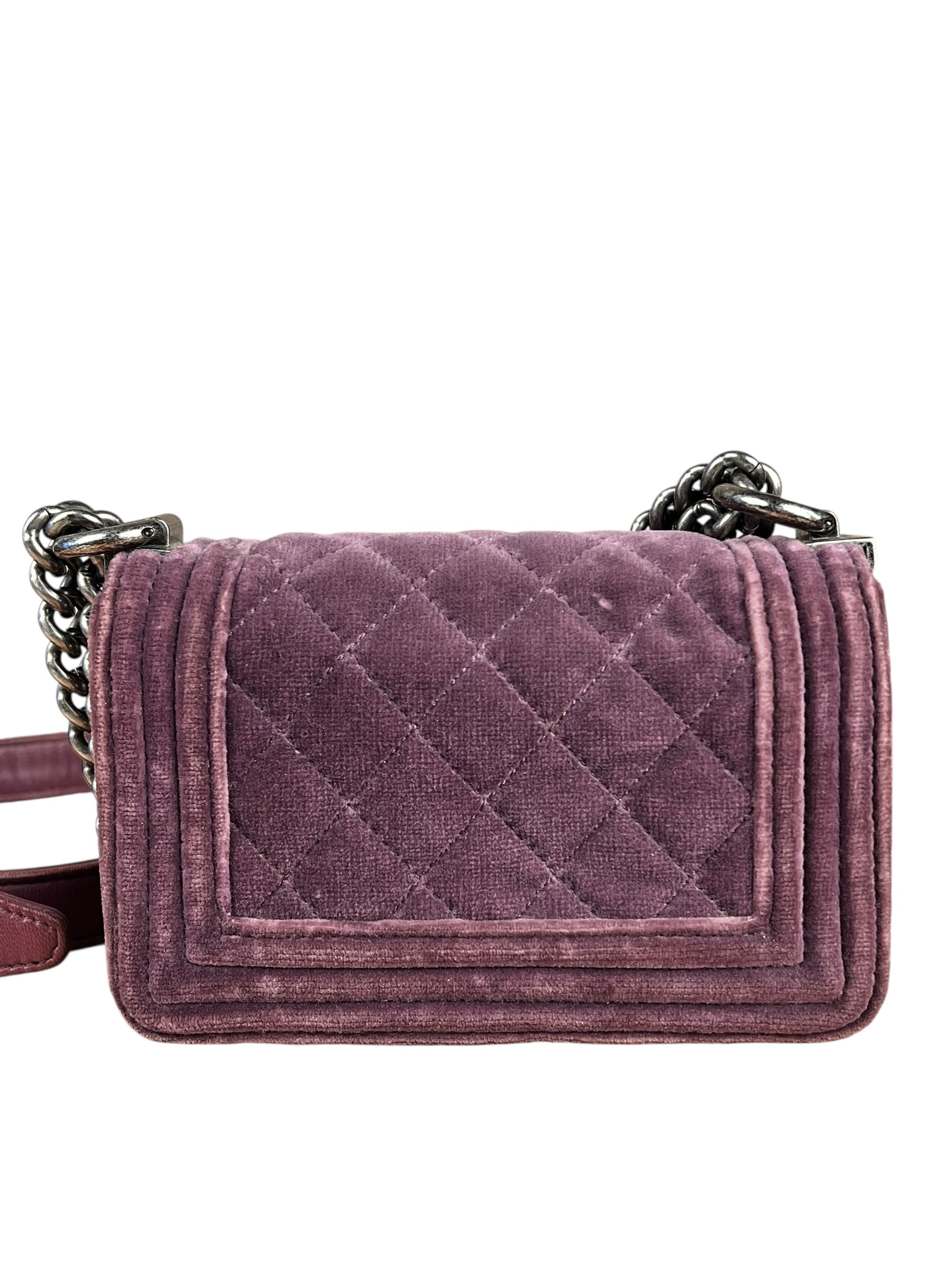 Chanel Purple Velvet Mini Boy Bag 2013