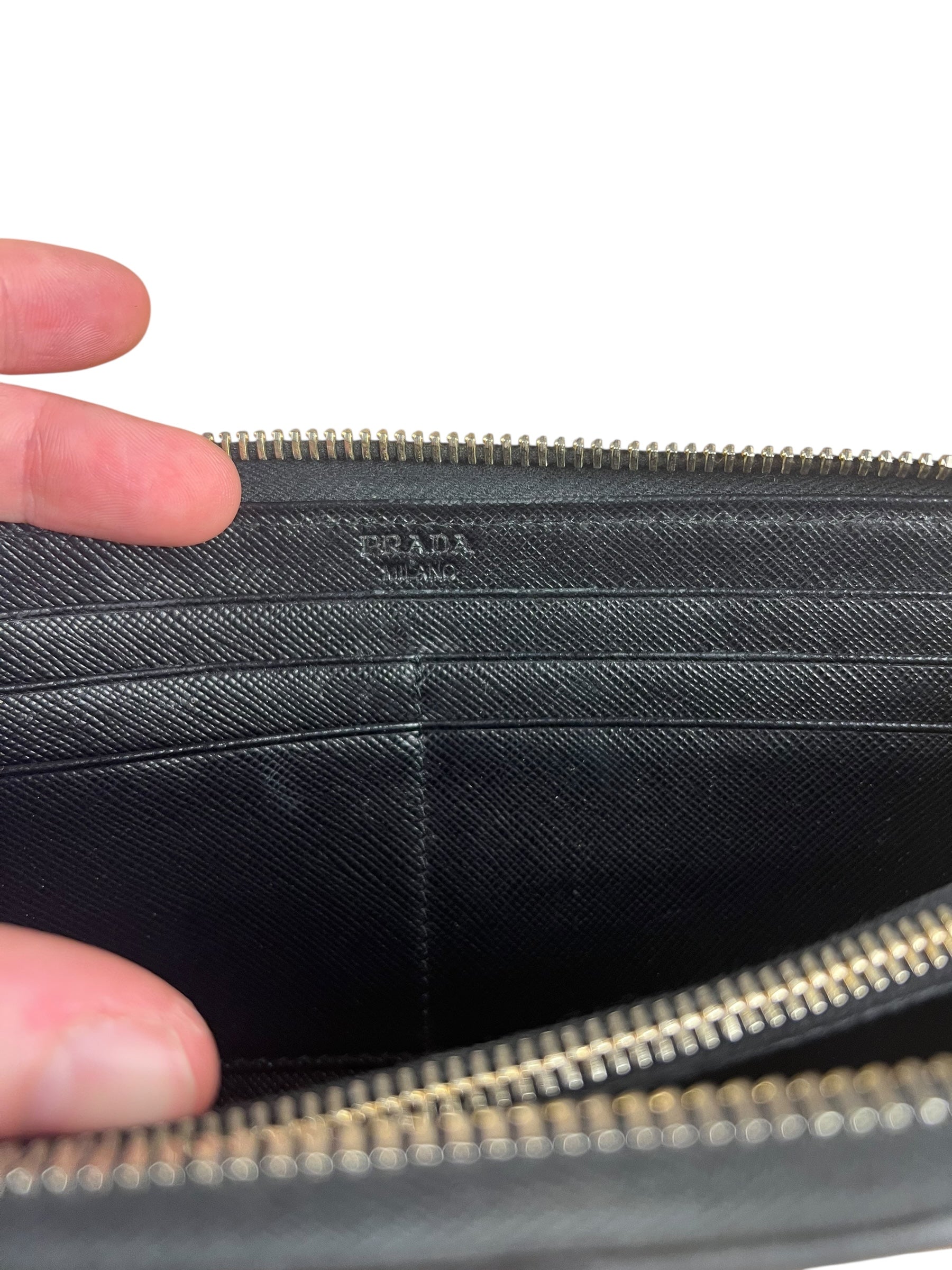 Prada Black Saffiano Leather Long Wallet