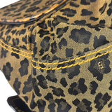 Fendi Brown Leather Trim Leopard Print Buckle Bag