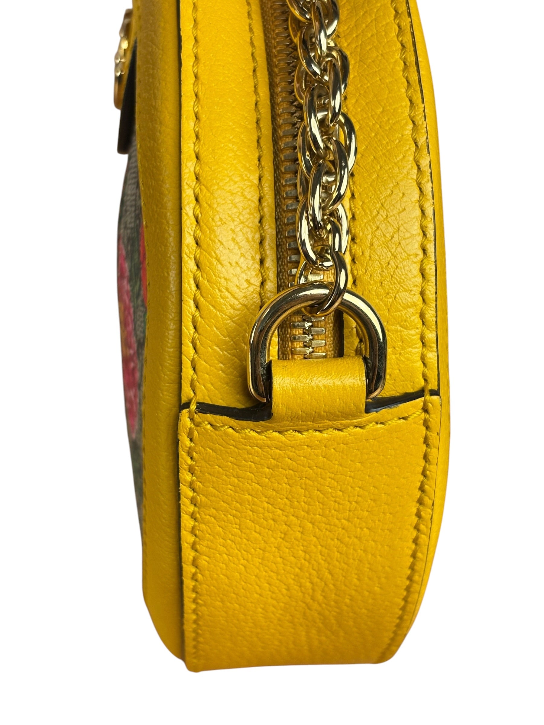 Gucci Ophidia Yellow GG Flora Round Shoulder Bag
