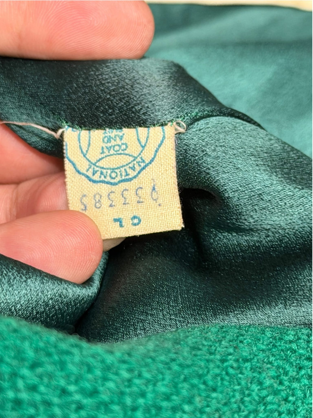 Vintage Green Wool Twill Fur Collar Coat