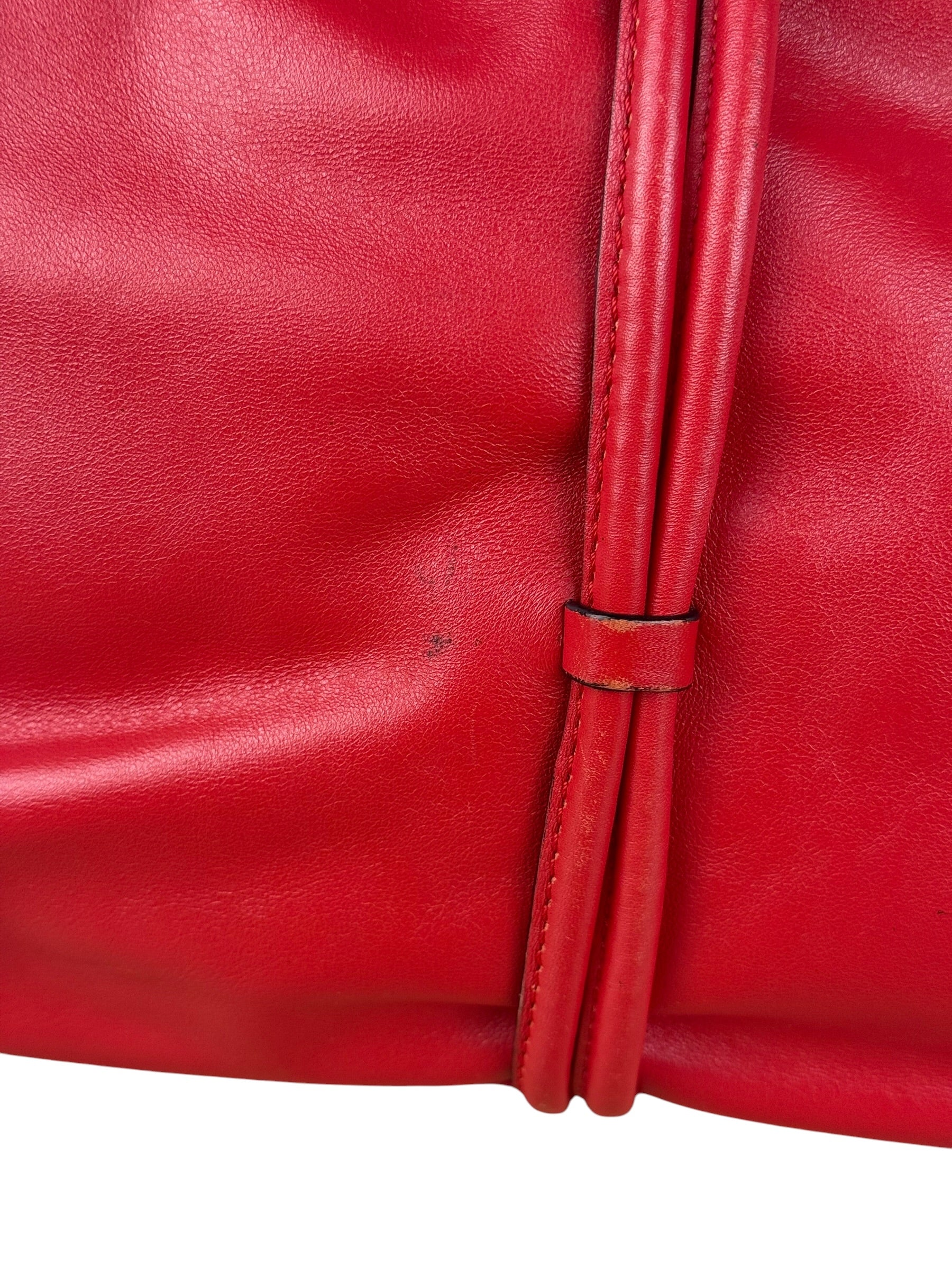 Burberry Red Leather Haymarket Check Shoulder Bag