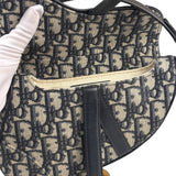 Christian Dior Navy Leather Trim Oblique Saddle Handbag