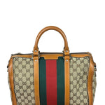 Gucci Beige/Brown GG Web Boston Two-Way Bag