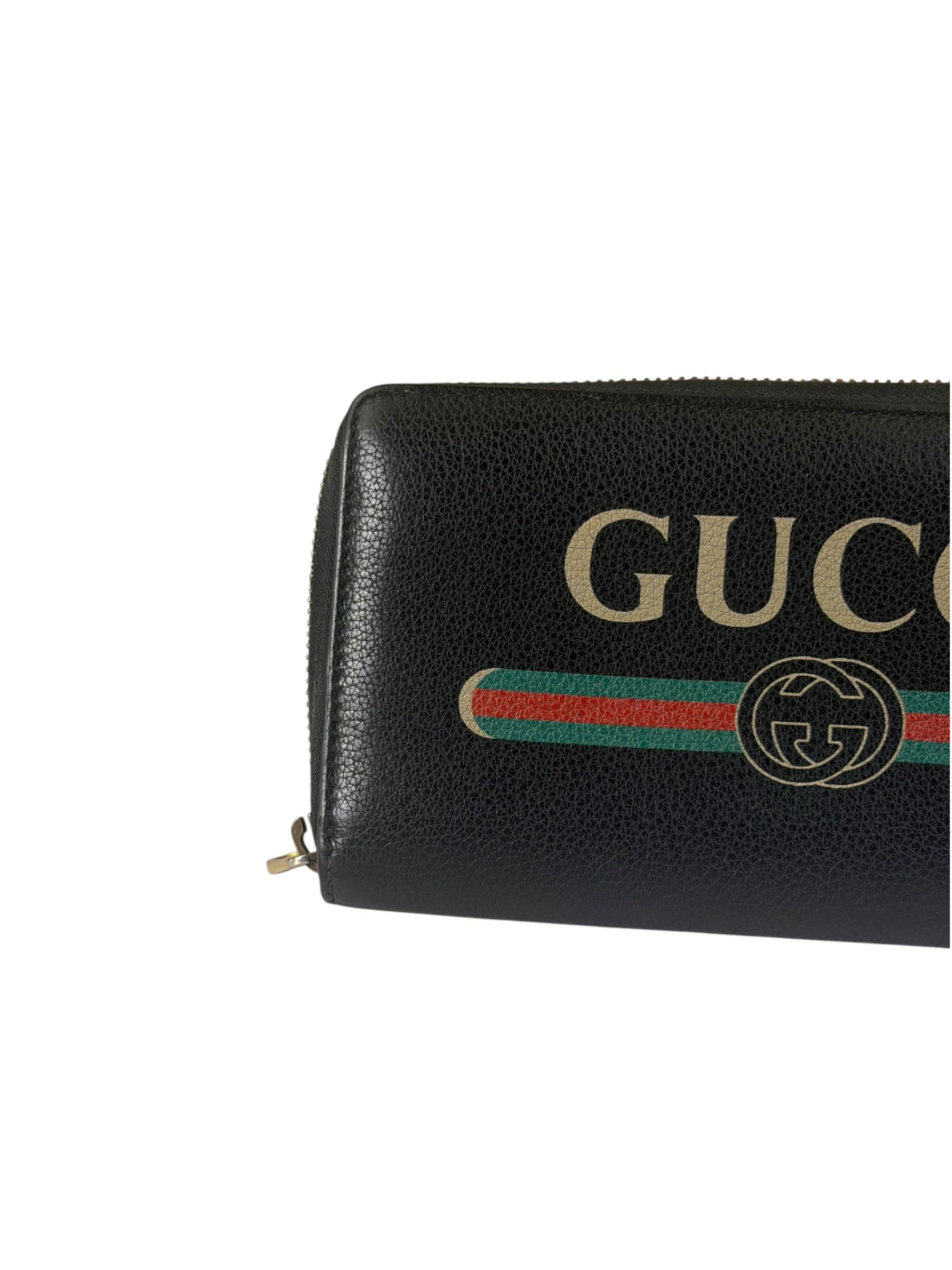 Gucci Black Leather Zip-Around Long Wallet