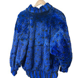 Vintage Blue/Black Dyed Spotted Fox Fur Coat