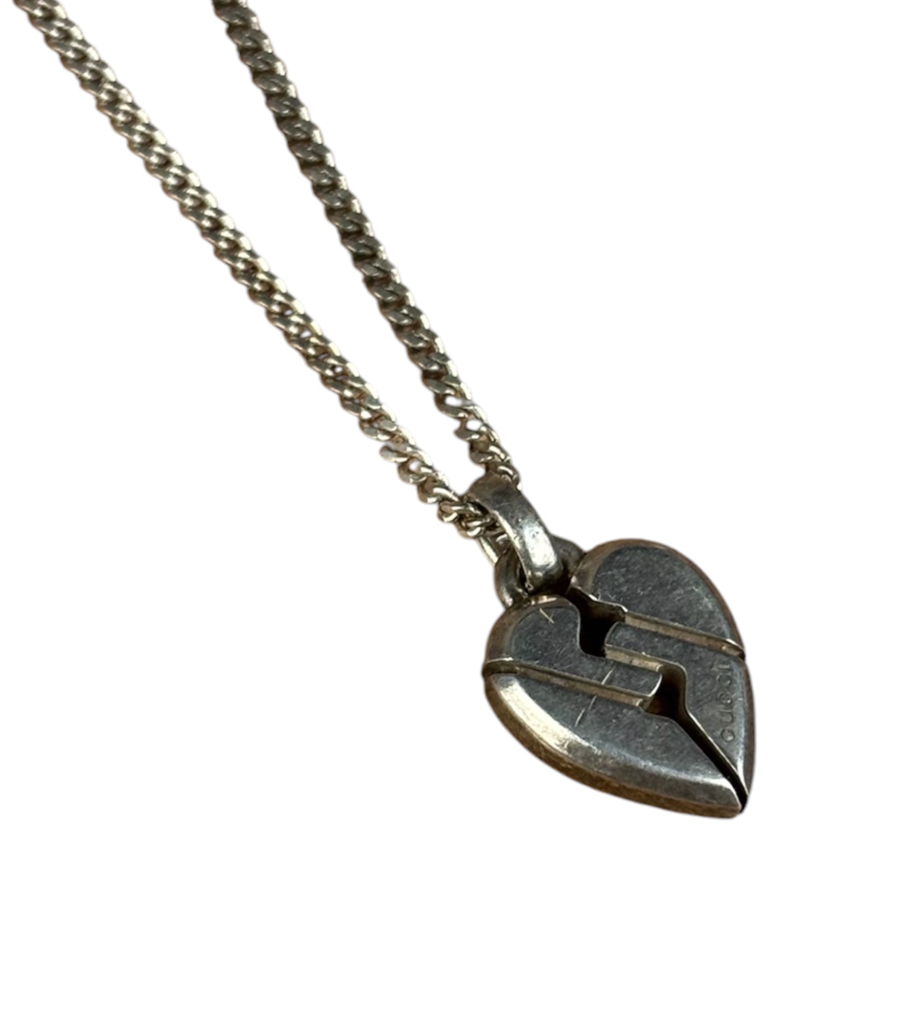 Gucci Vintage Silver Broken Heart Necklace