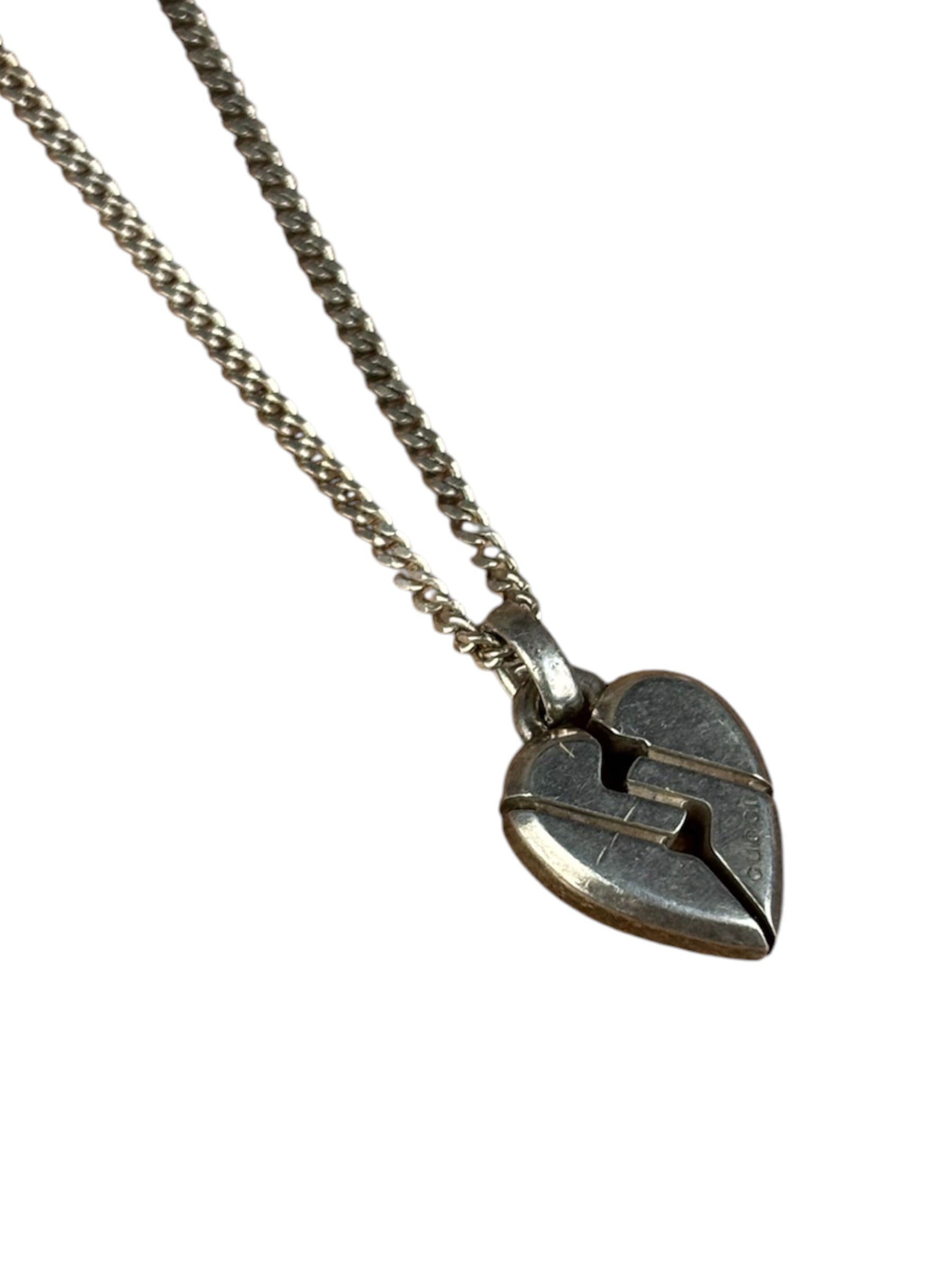 Gucci Vintage Silver Broken Heart Necklace